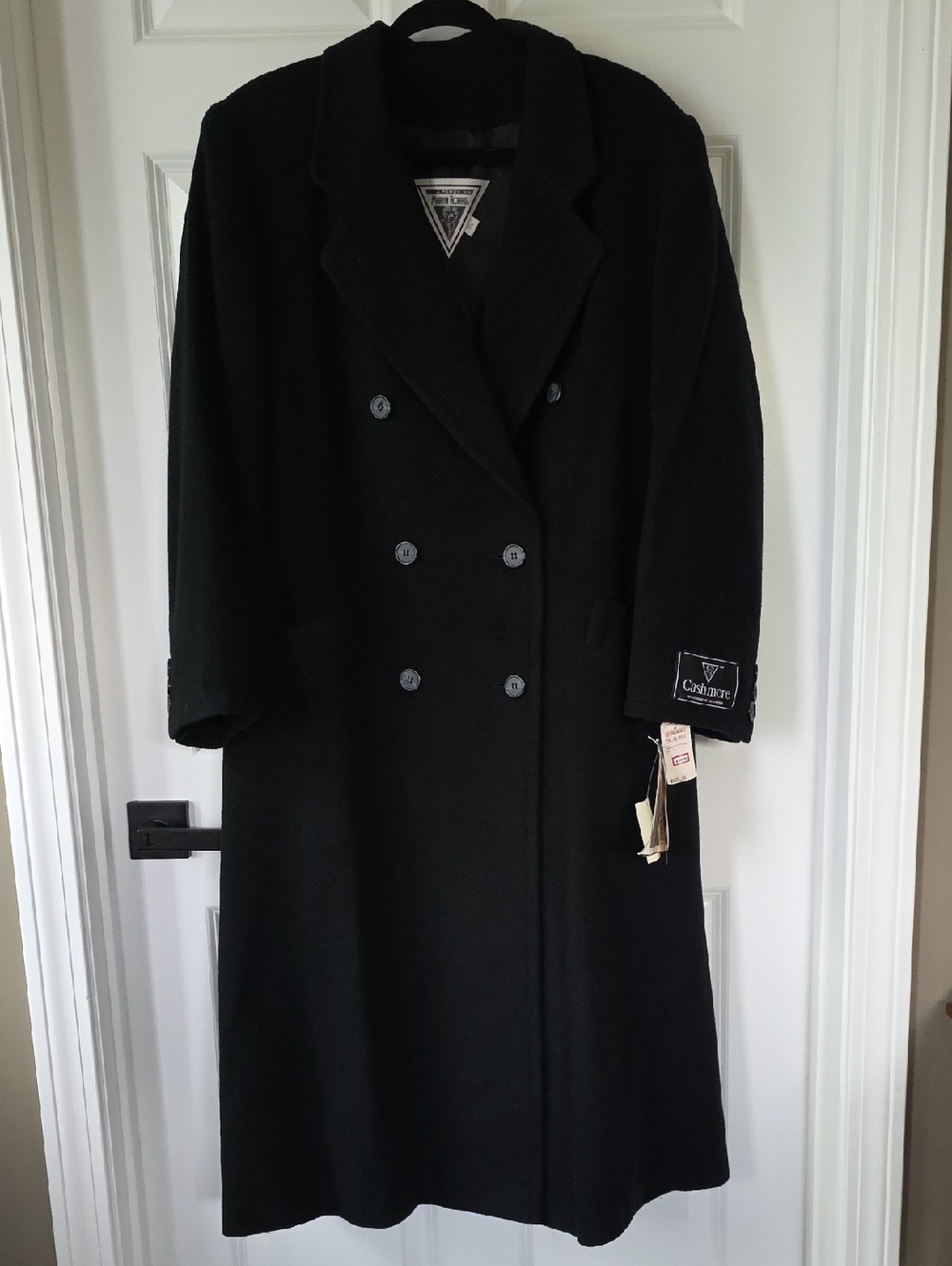 Vtg J. Percy For Marvin Richards Cashmere Wool Black Overcoat Minimalist 80s 90s